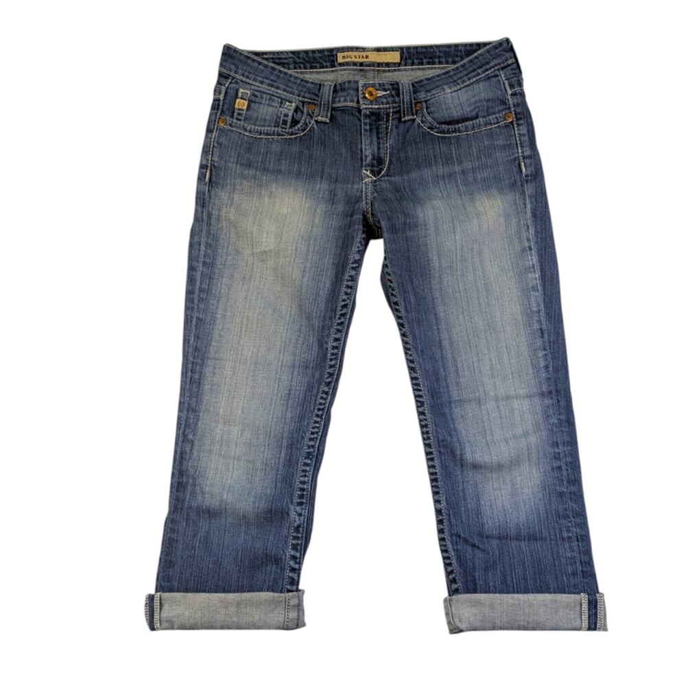 Big Star Cropped Roll-Cuff Jeans in Medium Blue - Picture 4 of 8
